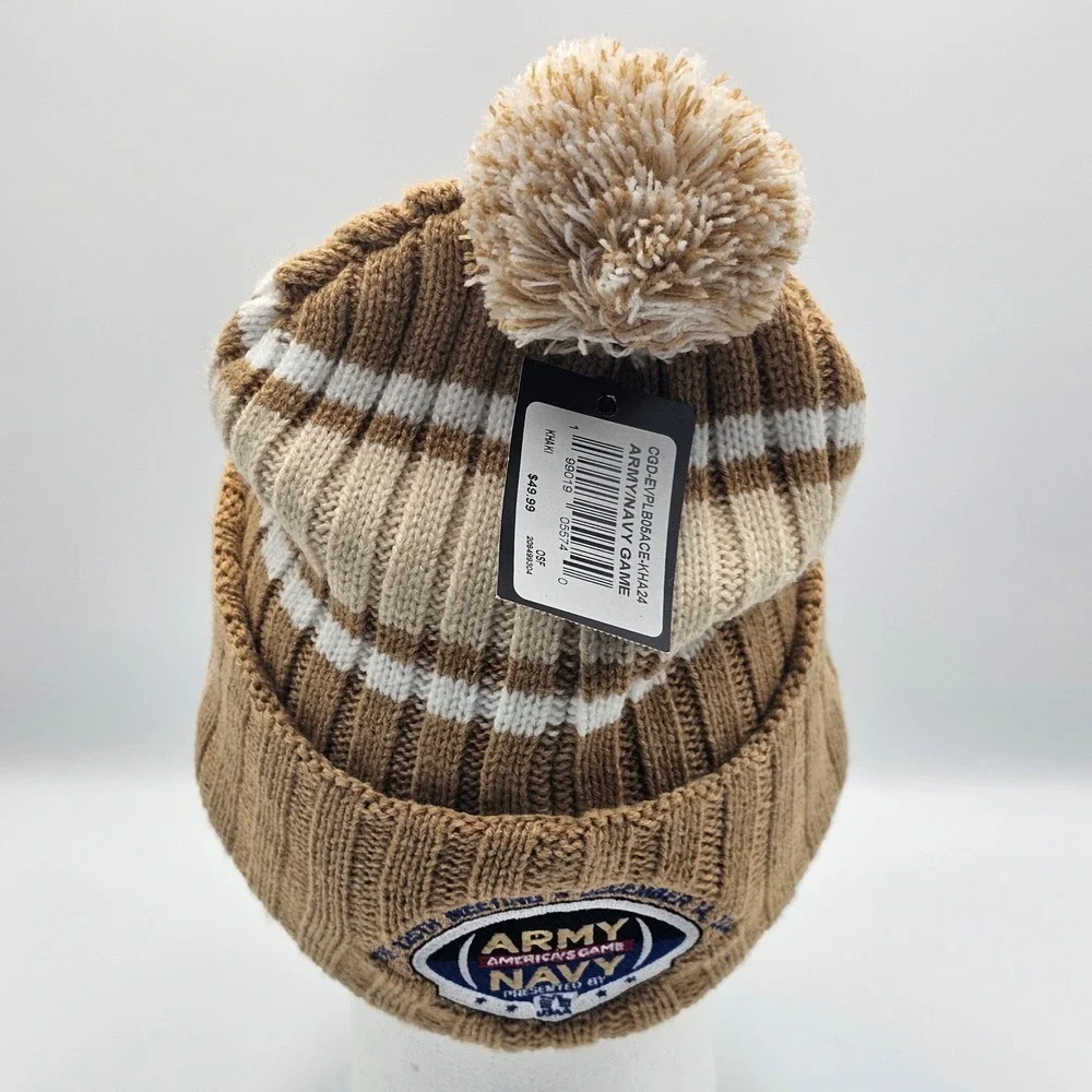 Army Navy Game 2024 Knit Beanie Hat w/ Pom '47 Brand Khaki Pom Cuff Knit New NWT